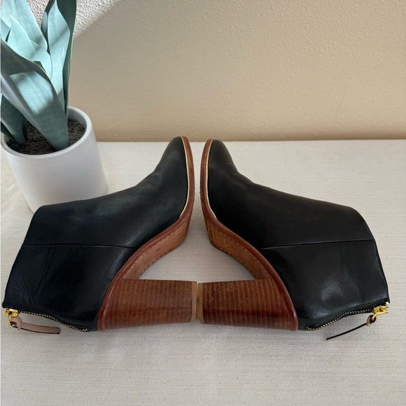 Ted Baker Black Leather Ankle Booties with Brown Heel - Picture 9 of 13